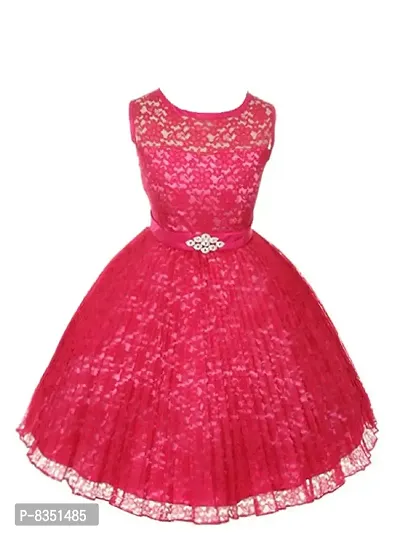 Ripening Pink Lace Net Round Neck Sleeveless Maxi Dress (BRP-166_10-11Yrs)