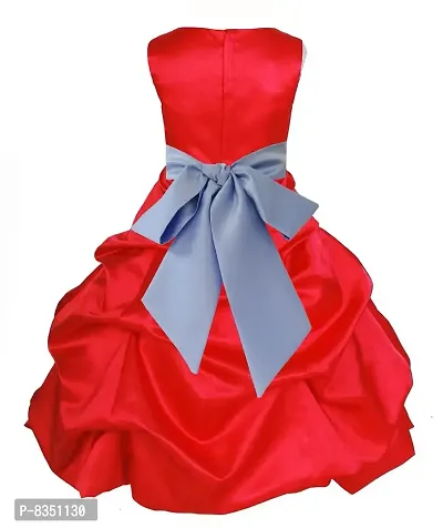 Ripening Baby Girls Red Satin Bubble Kids Frock (BRP_1012 Red Dress for Party)-thumb2