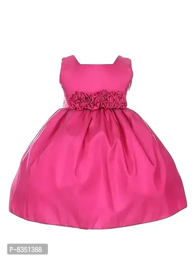Ripening Baby Girls Pink Satin Square Neck Sleeveless A-Line Dress