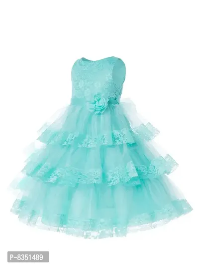 Ripening Baby Girls Flower Net Multicolor Maxi Dress-thumb3