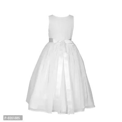 Wish littlle Baby Girls V-Nack Chiffon White Fit and Flare Long Maxi Dress (WLT-002_Kidswear)-thumb2