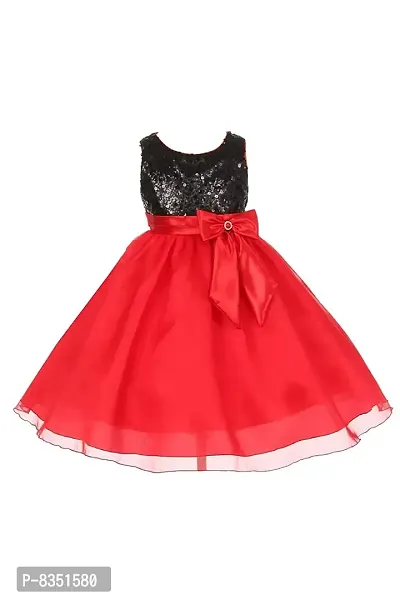Ripening Baby Girl Black Sequin Dress Round Neck Knee Length Multi Color Frock (BRP-136_10-11Yrs)