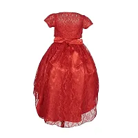 Wish littlle Baby Girls V-Nack Satin/Net Red Fit and Flare Long Maxi Dress (WLT-157_Kidswear)-thumb1