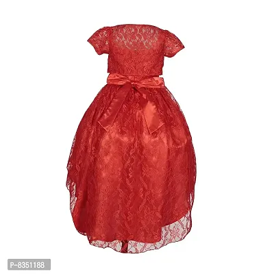 Wish littlle Baby Girls V-Nack Satin/Net Red Fit and Flare Long Maxi Dress (WLT-157_Kidswear)-thumb2