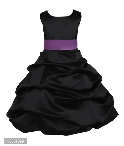 Wish littlle Satin a-line Dress (WLT-1045_7-8 Years_Black Purple_18-24 Months)
