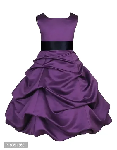 Wish littlle Baby Girl's Satin a-line Knee-Long Dress (WLT-1041_1-2 Years_Purple Black_18-24 Months)