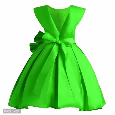Green Solid Polyester Dress for Girls-thumb2