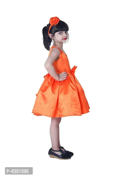 Wish Little Baby Girls Satin Mini Frock Dress (WLT-237_10-11 Year Orange Kidswear)-thumb3