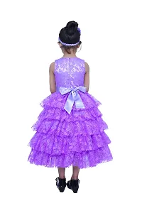 Wish littlle Baby Girl's Light Purple Flower Net Round Nack Fit and Flare Long Dresses (WLT-107_Kidswear)-thumb1