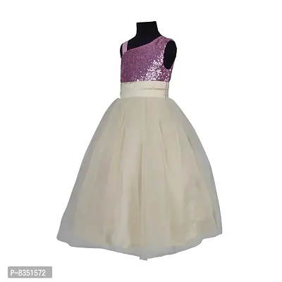 Wish Little Baby Girls One Side Shoulder Pink Sequin & Gold Net Dress (WLT_017_10-11 Years)-thumb3
