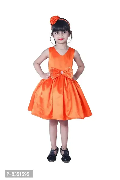 Wish Little Baby Girls Satin Mini Frock Dress (WLT-237_10-11 Year Orange Kidswear)-thumb0