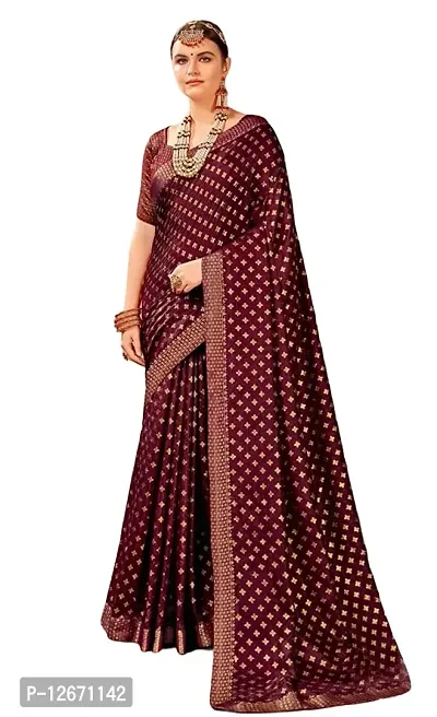 Stylish Cotton Maroon Saree With Blouse Piece-thumb0