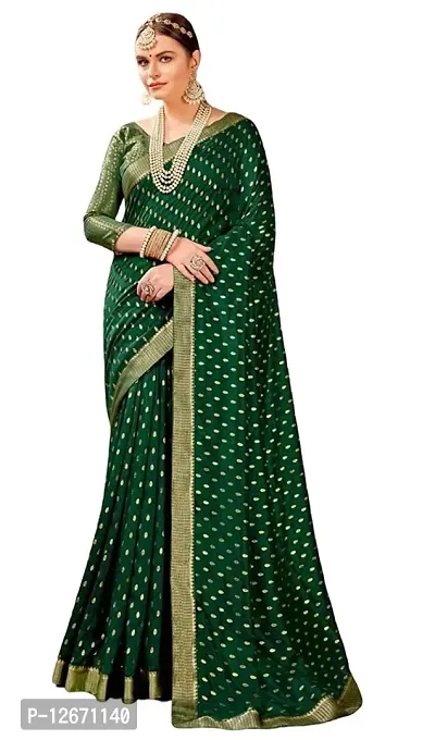 Stylish Cotton Green Saree With Blouse Piece