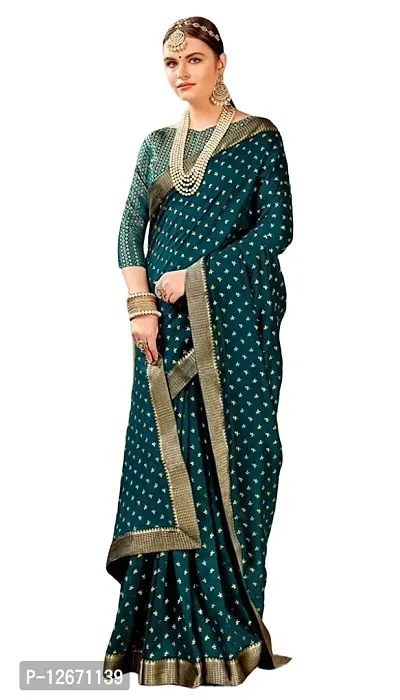 Stylish Cotton Teal Blue Saree With Blouse Piece