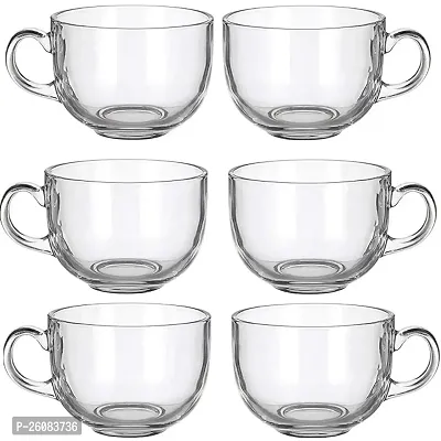 Round Glass Tea And Coffee Cup, Cute Clear Transparent Tea Cups Glass, 230 Ml-Set Of 6-thumb0