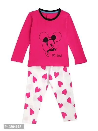 Kids Craft Magenta Cotton Fabric Mickey Print Boys Night Dress