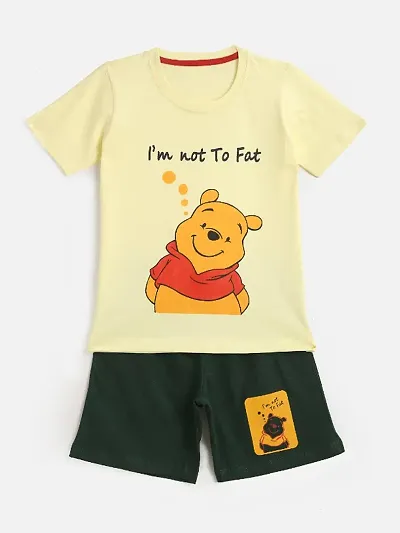 Fabric Pooh Print T-Shirt Shorts