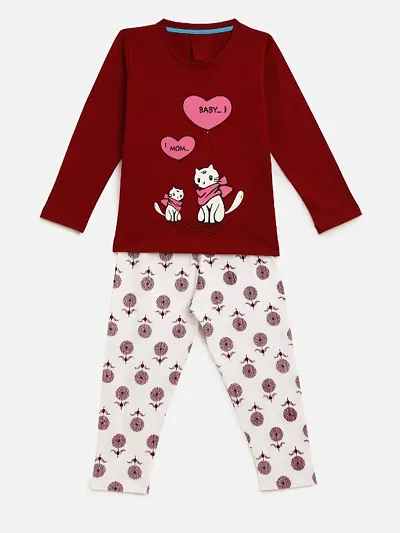 Kids Craft Fabric Cat print Girls Nightsuit