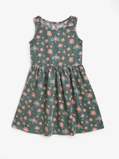 Girl's Multi Color Cotton Fabric Print Frock/ Dress
