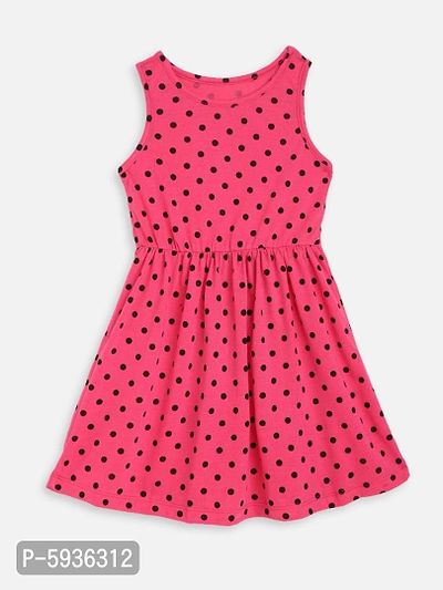 kids Craft Pink Color Cotton Fabric Print Dress-thumb0