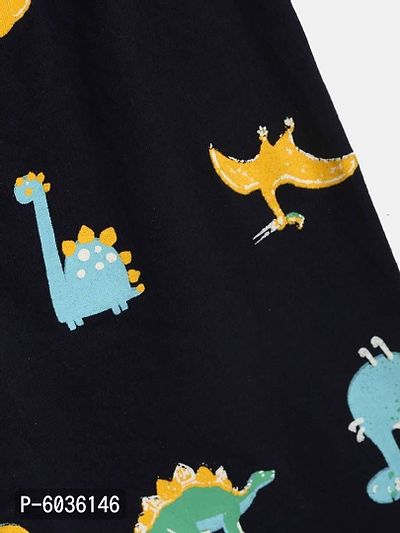 Kids Craft Navy Blue Cotton Fabric Dragon Print Boys Nightsuit-thumb5
