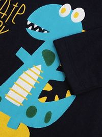 Kids Craft Navy Blue Cotton Fabric Dragon Print Boys Nightsuit-thumb3