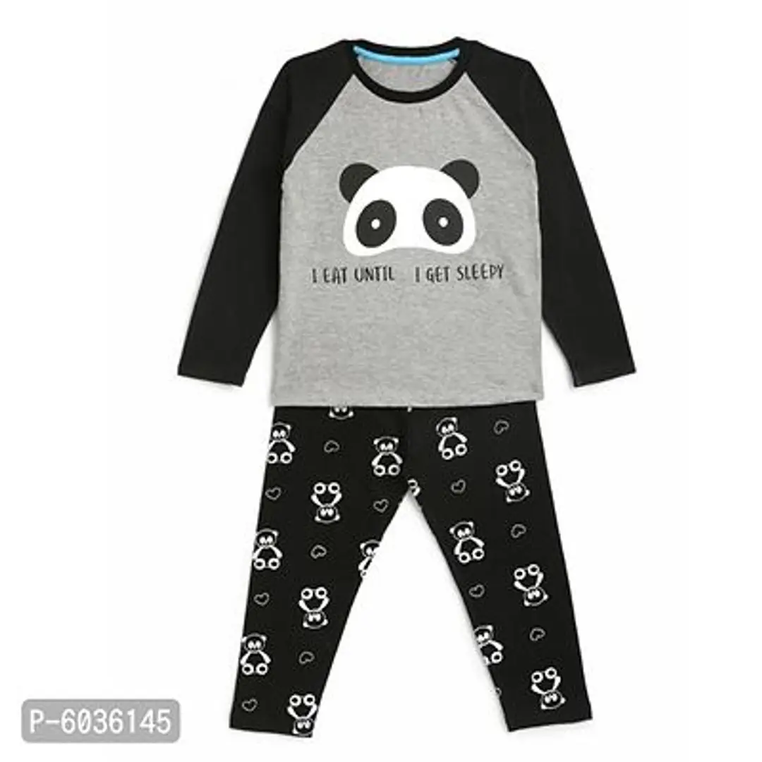 Kids Craft Grey Cotton Fabric Panda Print Boys Nightsuit
