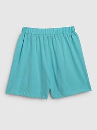Sea Green Cotton Fabric Solid Printed Mid-Rise Regular Shorts-thumb2
