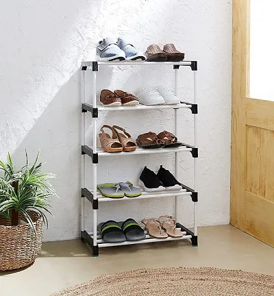 Durable 4 Layer Plastic Shoe Rack For Home Shoe Organizer