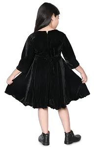 Fabulous Black Velvet Solid Fit And Flare Dress For Girls-thumb1