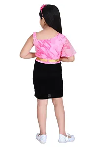 Fabulous Pink Georgette Printed Fit And Flare Dress For Girls-thumb1