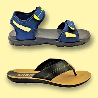 Stylish EVA Textured Comfort Sandals And Slipper Combo For Men-thumb1