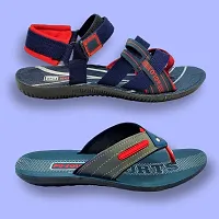 Stylish P.V.C Textured Comfort Sandals And Slipper Combo For Men-thumb1