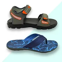 Stylish EVA Textured Comfort Sandals And Slipper Combo For Men-thumb1