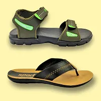 Stylish EVA Textured Comfort Sandals And Slipper Combo For Men-thumb1