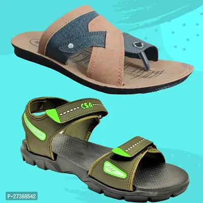 Stylish PVC And EVA Textured Comfort Slipper And Sandal Combo For Men