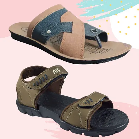 Stylish PVC And EVA Textured Comfort Slipper And Sandal Combo For Men