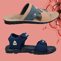 Stylish PVC And EVA Textured Comfort Slipper And Sandal Combo For Men-thumb1