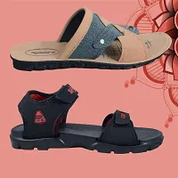 Stylish PVC And EVA Textured Comfort Slipper And Sandal Combo For Men-thumb1