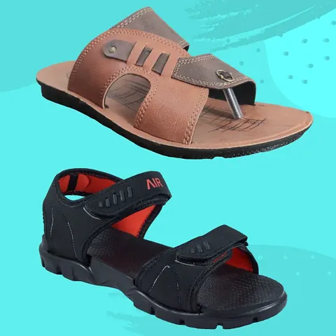 Stylish P.V.C AND EVA Textured Comfort SLIPPER AND SANDAL COMBO For Men