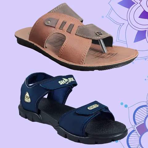 Stylish P.V.C AND EVA Textured Comfort SLIPPER AND SANDAL COMBO For Men