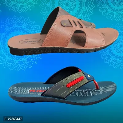 Stylish PVC Textured Comfort Slipper Combo For Men-thumb2