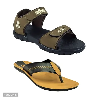 Stylish PVC And EVA Textured Comfort Slipper And Sandal Combo For Men