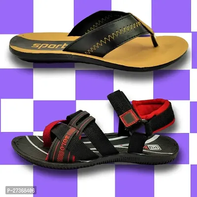 Stylish PVC And Textured Comfort Slipper And Sandal Combo For Men-thumb2