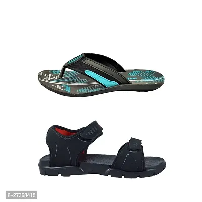 Stylish PVC And EVA Textured Comfort Slipper And Sandal Combo For Men-thumb2