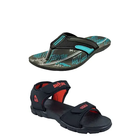 Stylish PVC And EVA Textured Comfort Slipper And Sandal Combo For Men