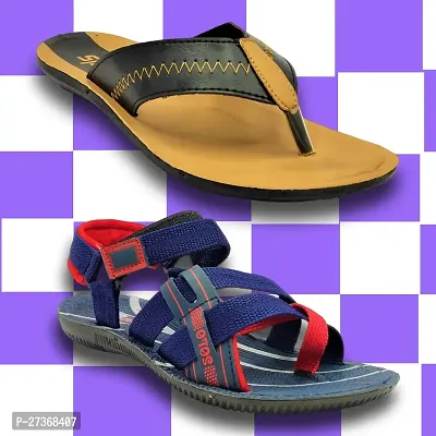 Stylish PVC And Textured Comfort Slipper And Sandal Combo For Men