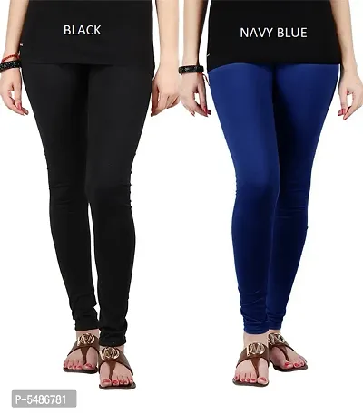 Buy Stylish Cotton Lycra Blend Solid Leggings For Women (Black, Navy Blue)  Online In India At Discounted Prices