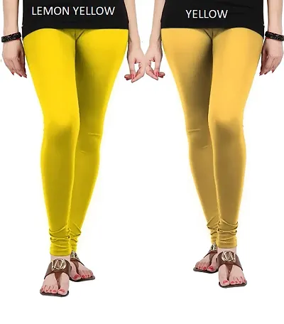 Stylish Cotton Lycra Solid Leggings For Women (Pack Of 2)