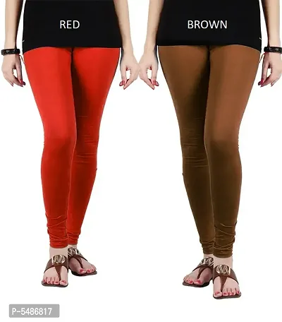 Buy Stylish Cotton Lycra Blend Solid Leggings For Women (Red, Brown) Online  In India At Discounted Prices